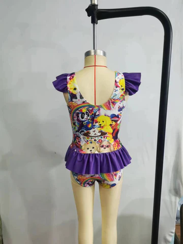 purple lisa frank girls swimsuit