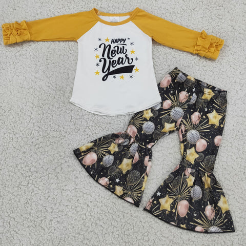 Happy New Year Balloons Bells Set Girls Clothing