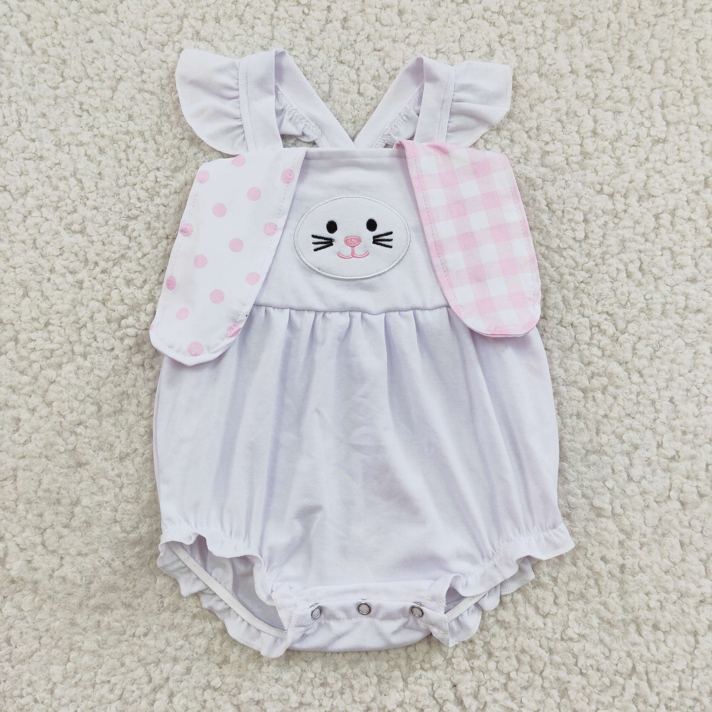 baby girl Easter rabbit shape embroidery romper