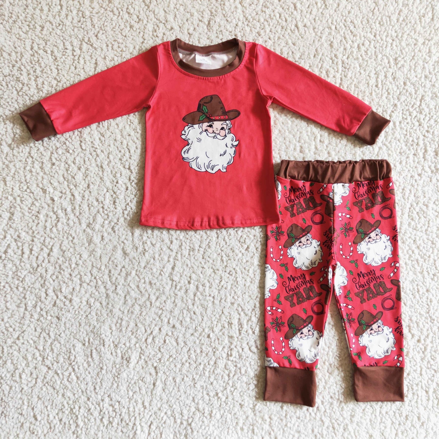 red howdy Santa outfit Christmas boys clothing