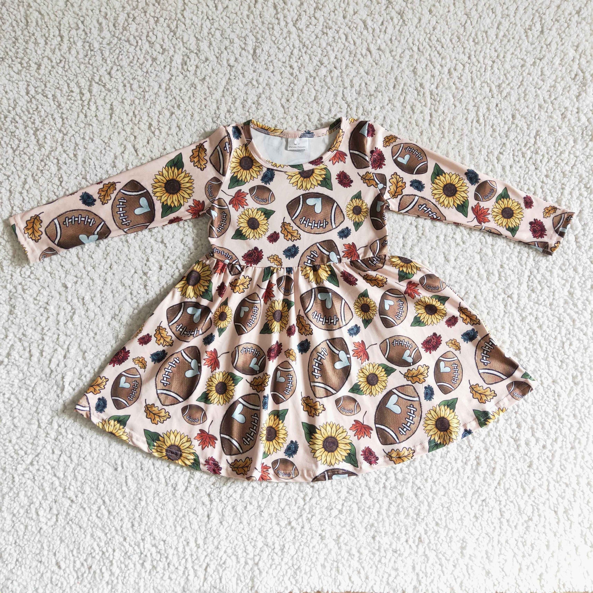 sunflower football girl twirl dress