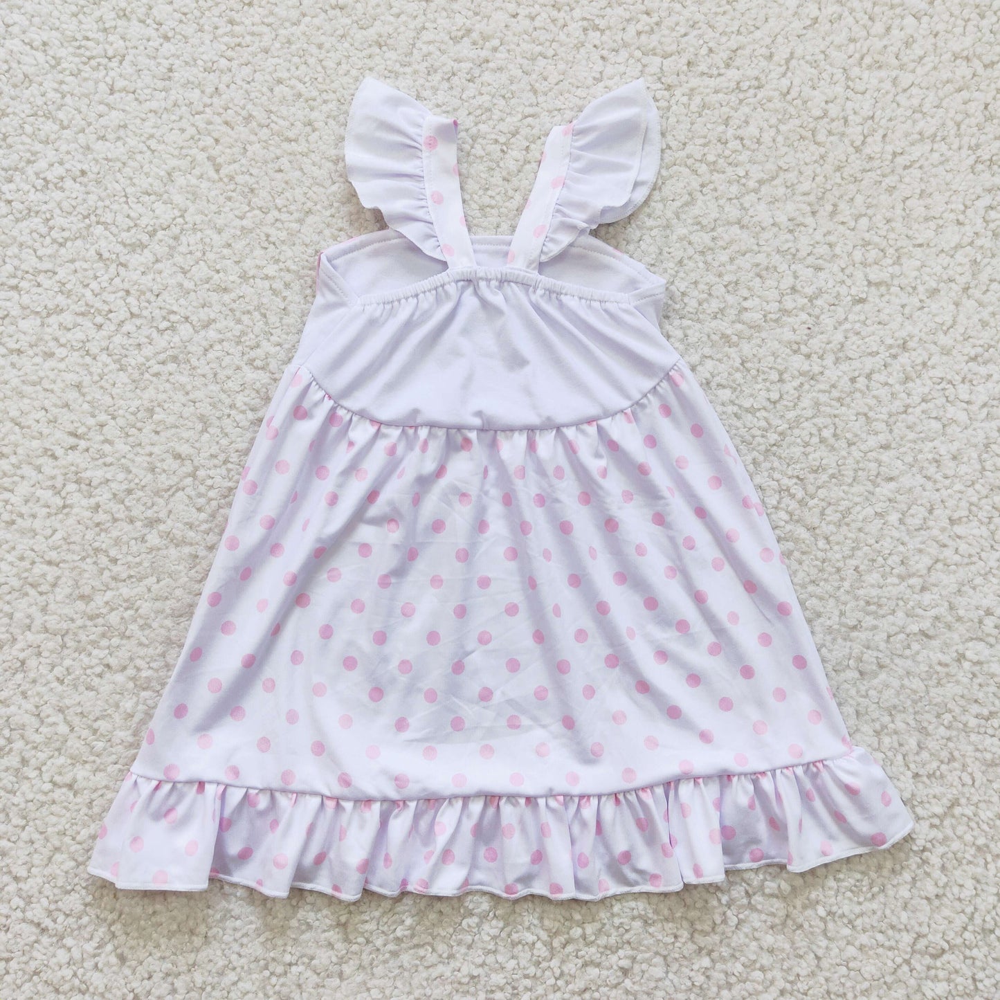 Easter cross pink dots rabbit embroidery dress