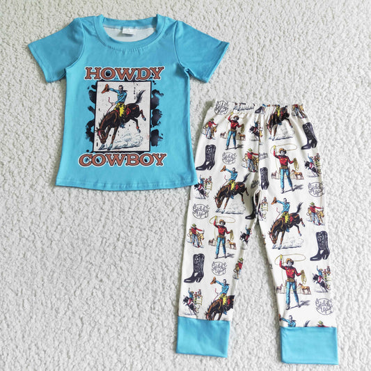 blue howdy cowboy pants set