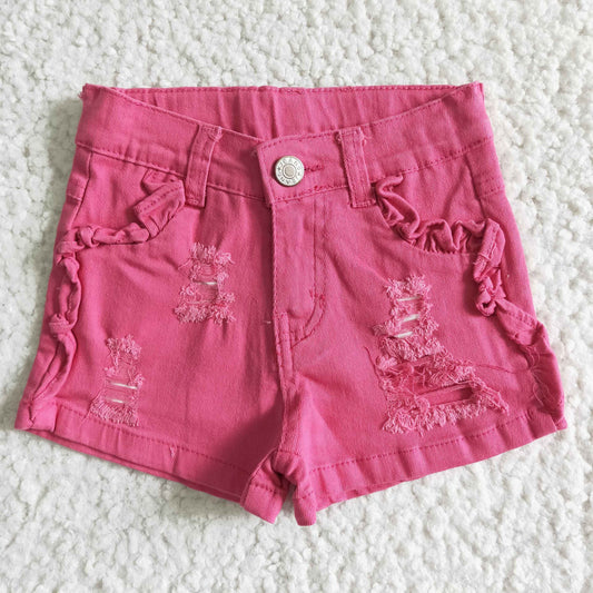 girl's clothing hot pink denim shorts