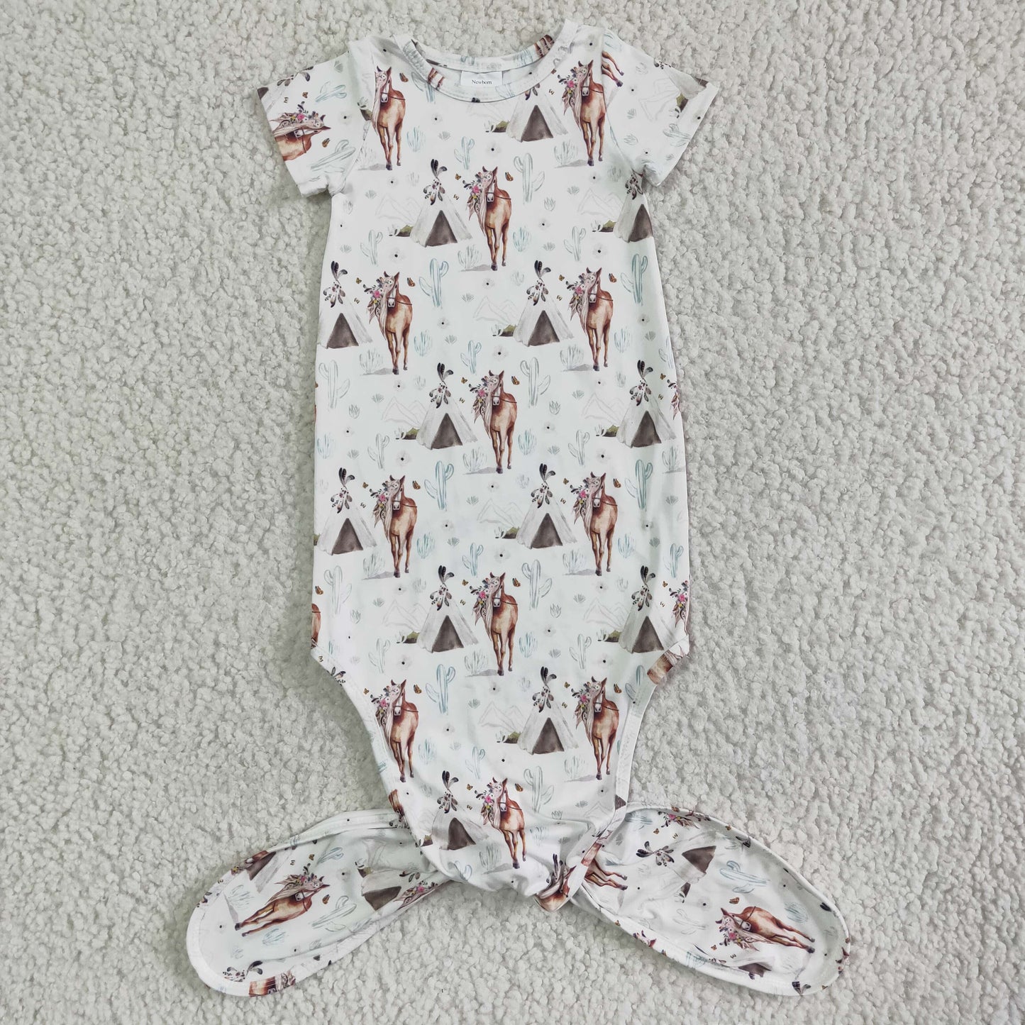 horse print baby nightgown sleepwear