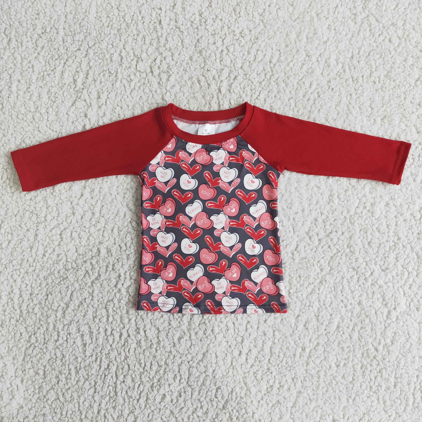 Red Heart Print Long Sleeve Shirt for Valentine’s Day