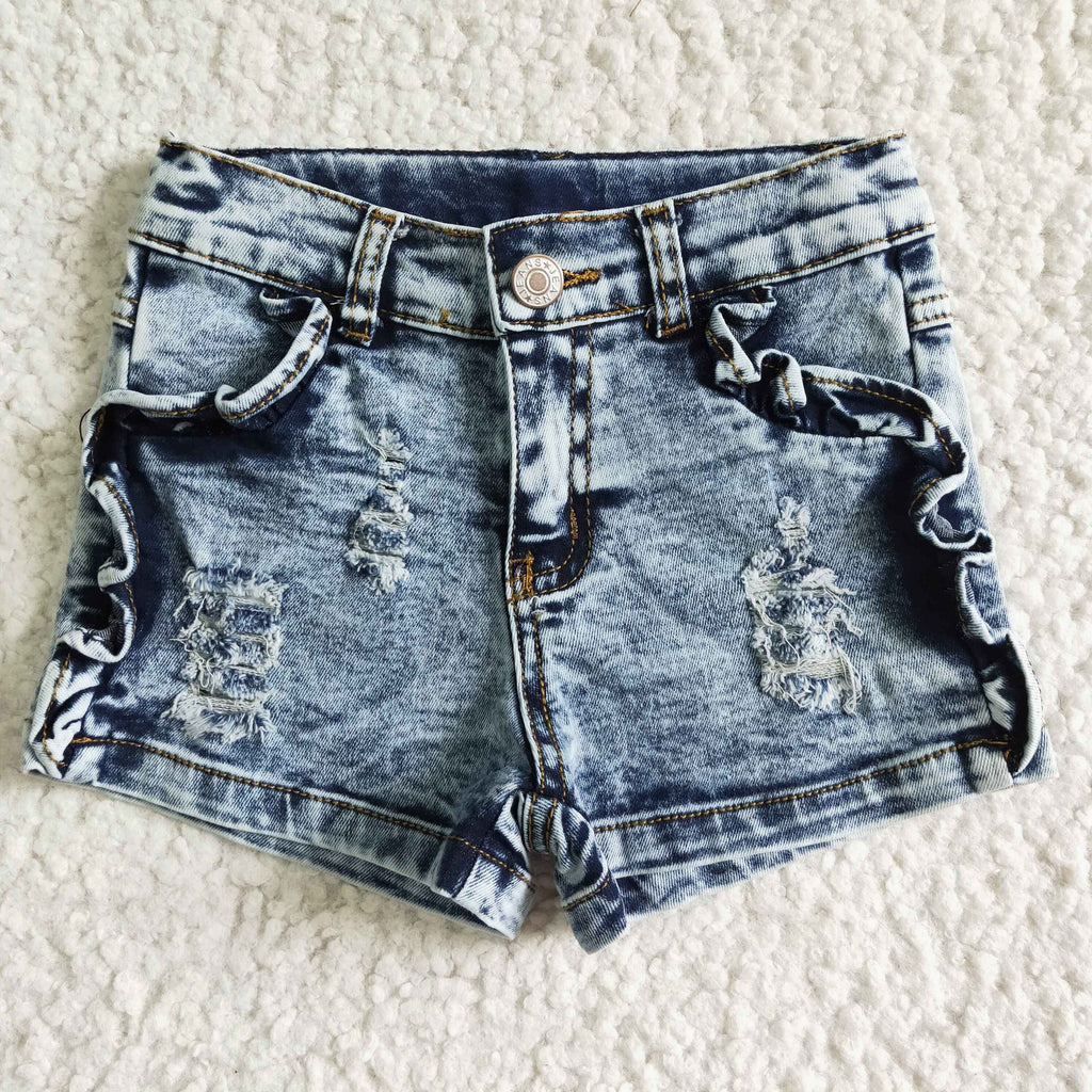 girl's clothing fashion blue denim shorts