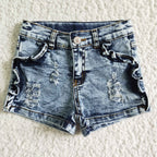 girl's clothing fashion blue denim shorts
