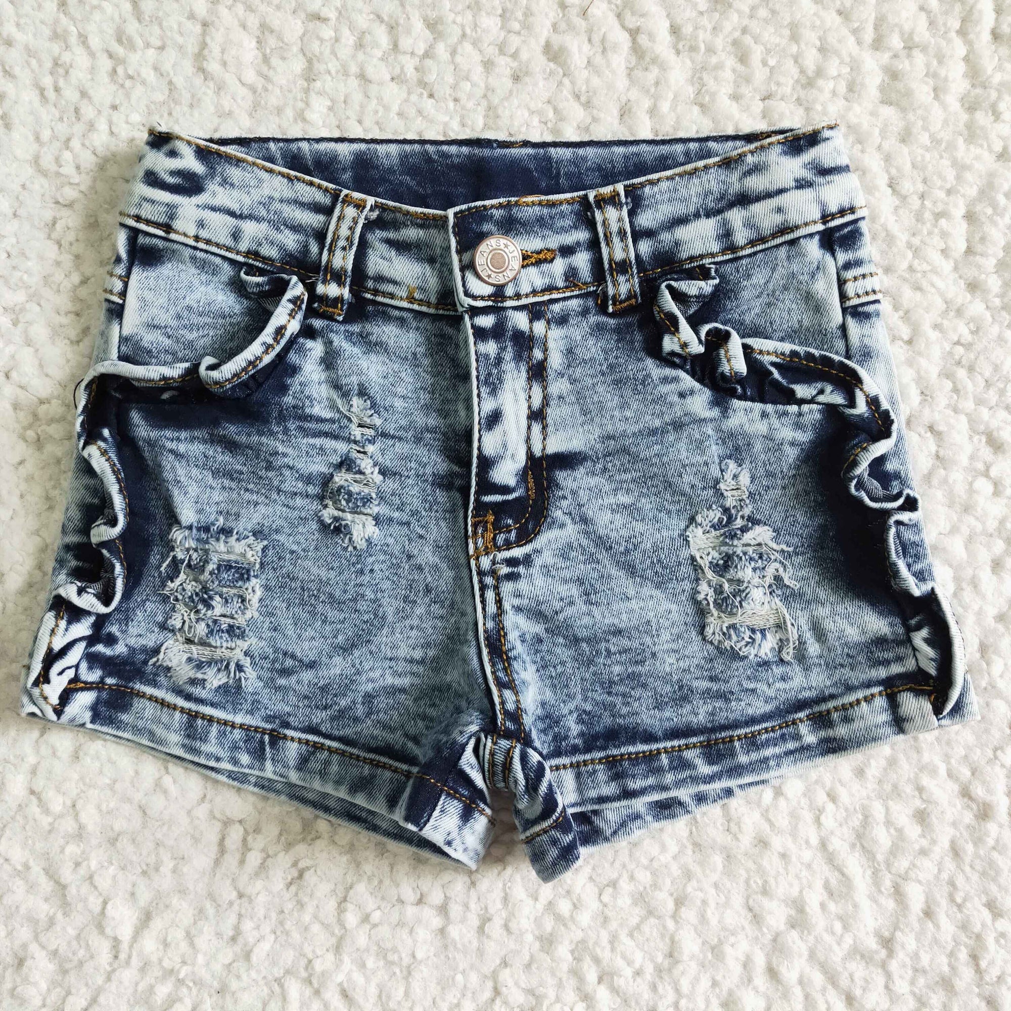 girl's clothing fashion blue denim shorts