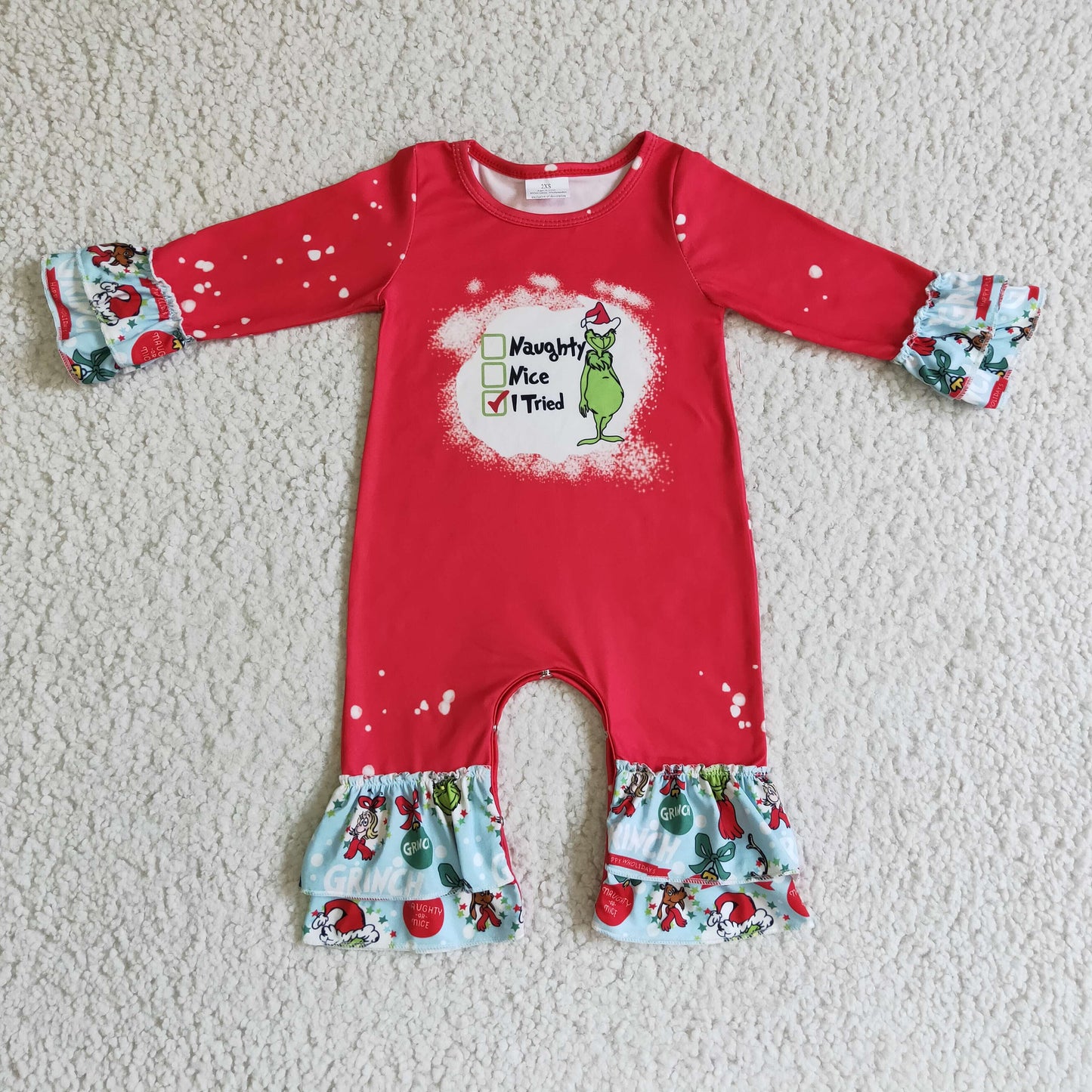 baby clothing red ruffle romper for Christmas