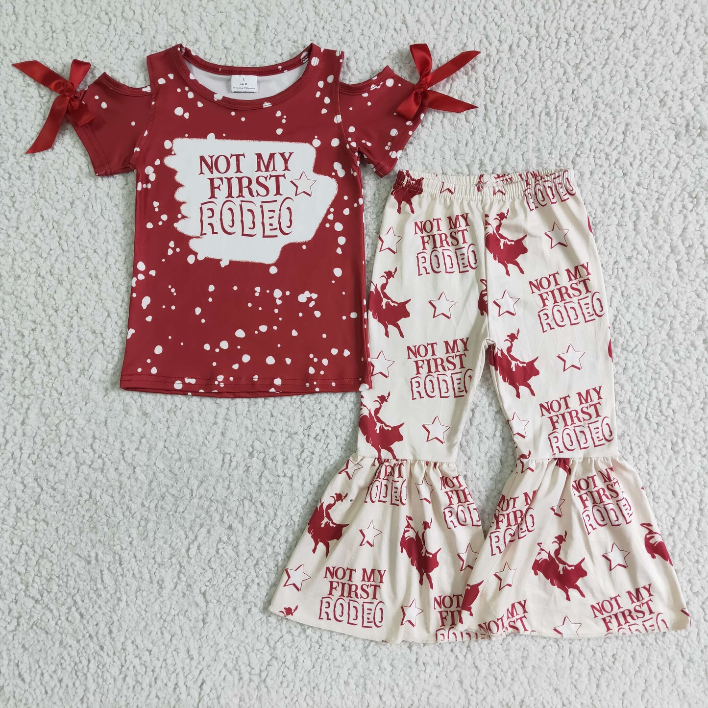 red not my first rodeo bells pants set