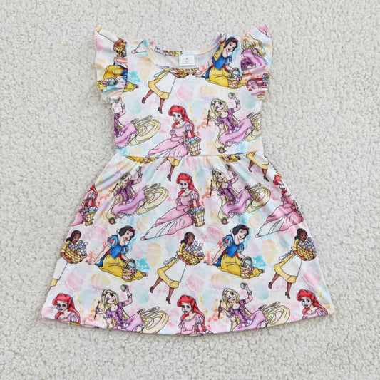summer cartoon princess flutter sleeve dress