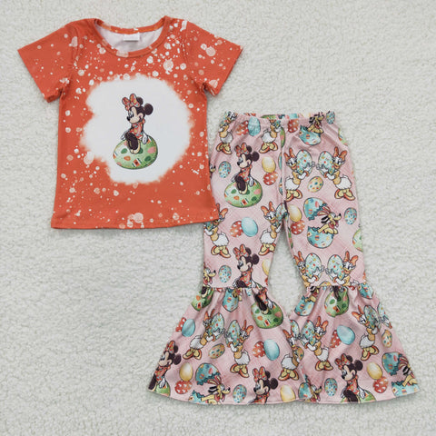Easter egg cartoon character bell bottoms pants set