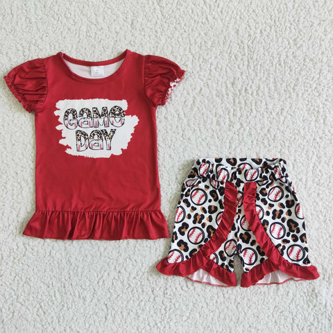 game day baseball shorts set girl clothing