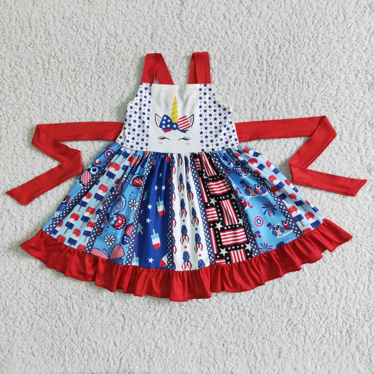 children's clothing 4th of july unicorn twirly dress girl