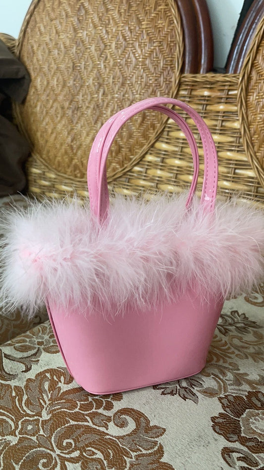 pink leather handbag