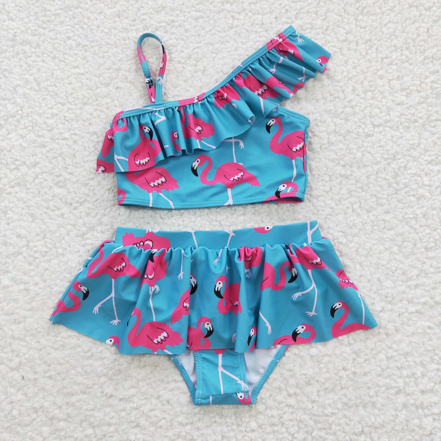 girl flamingo 2pcs beach wear swimsuit