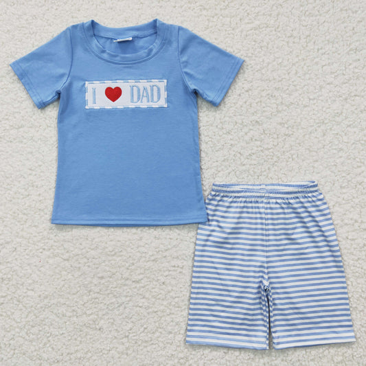 I love dad shorts set embroidery outfit for boy