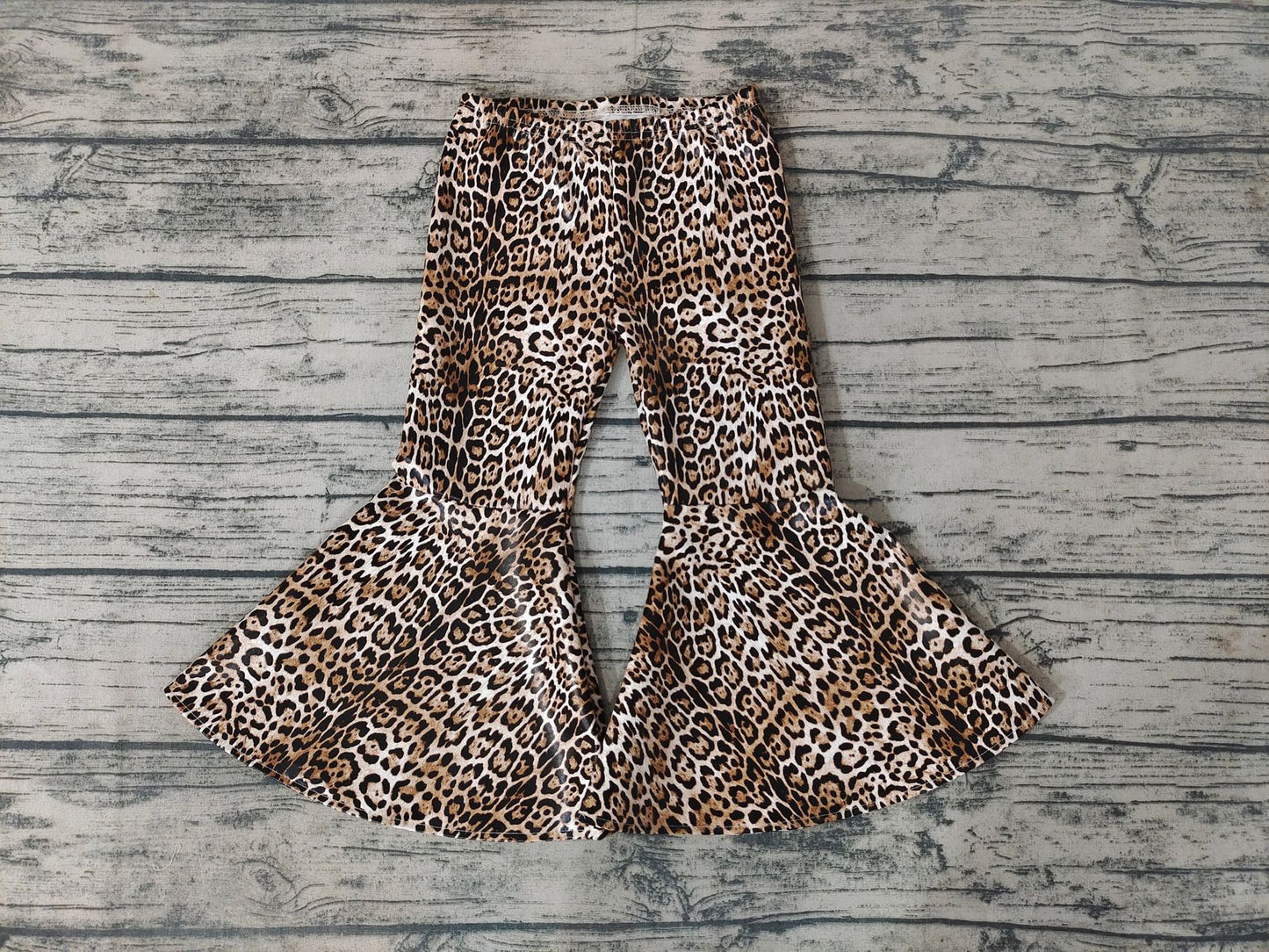 leopard print leather bell bottom pants