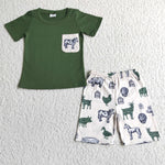 boy's clothes farm animal shorts set outfit