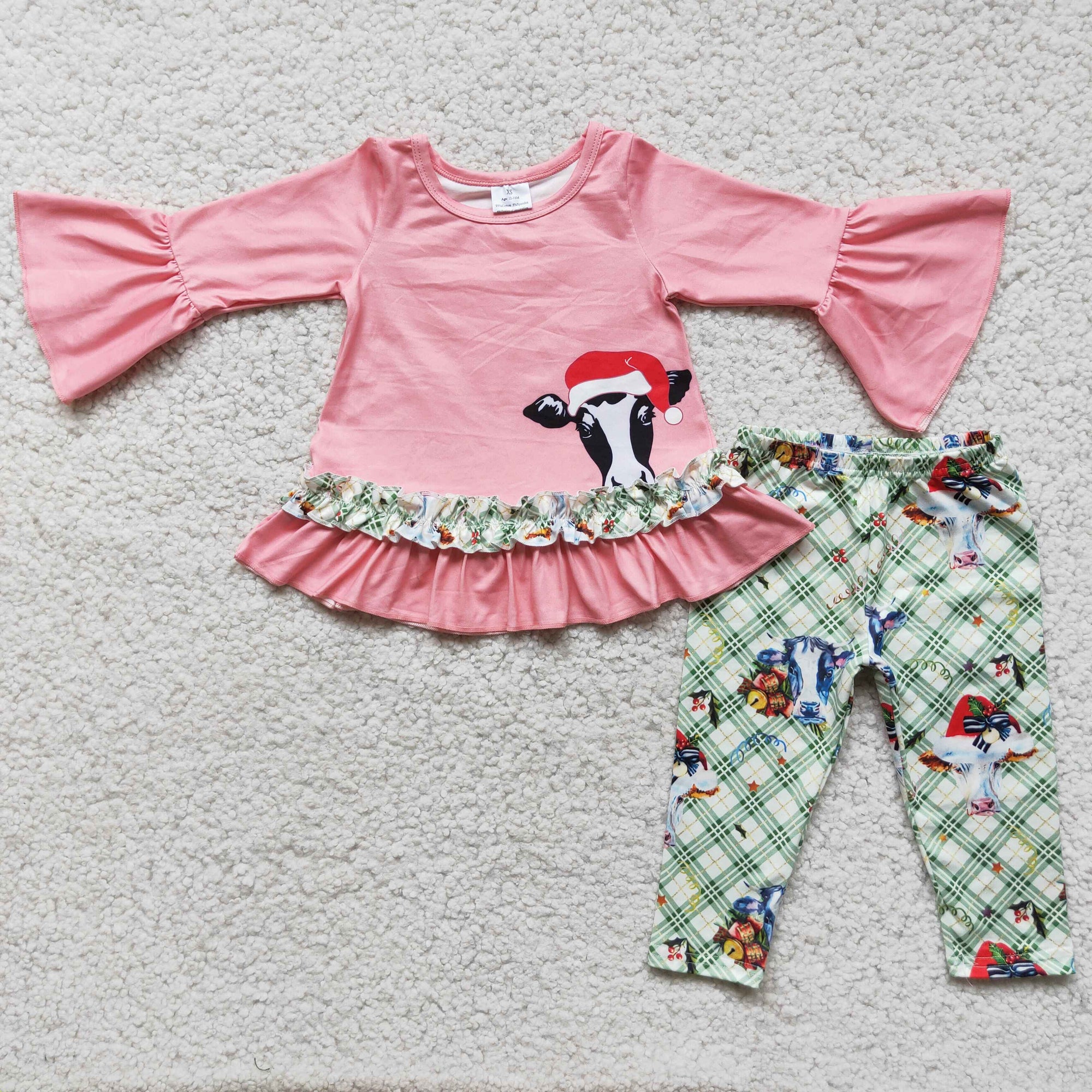 Christmas Cow Print Legging Outfit