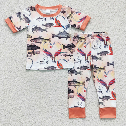 girl’s outfit short sleeve fish hook pajamas