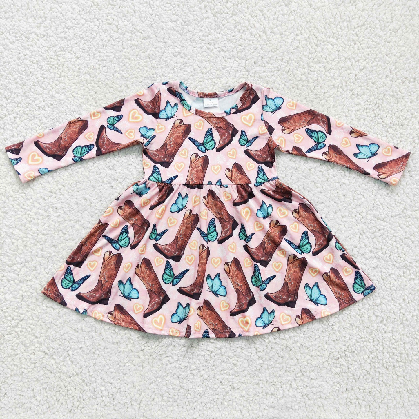 long sleeve butterfly and bootstwirl dress