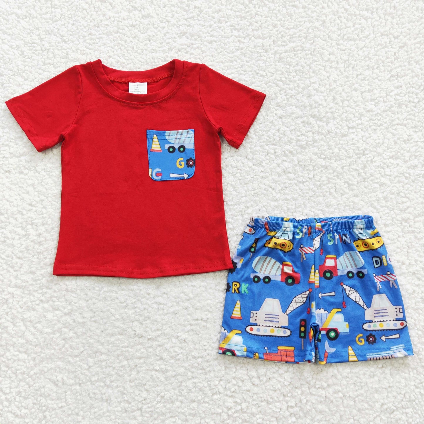 construction truck boy shorts set