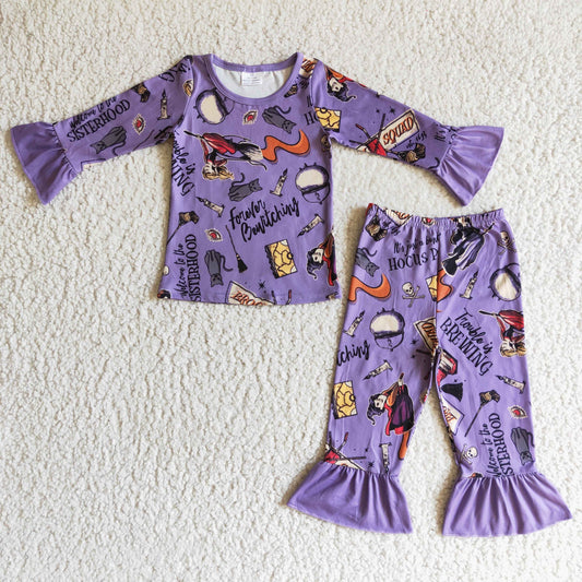 Halloween purple pajamas set for baby girl