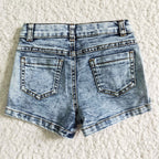 girl's clothing fashion blue denim shorts