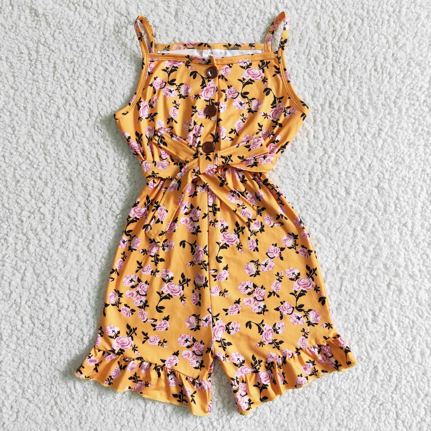 girl’s clothing orange floral jumpsuit romper summer