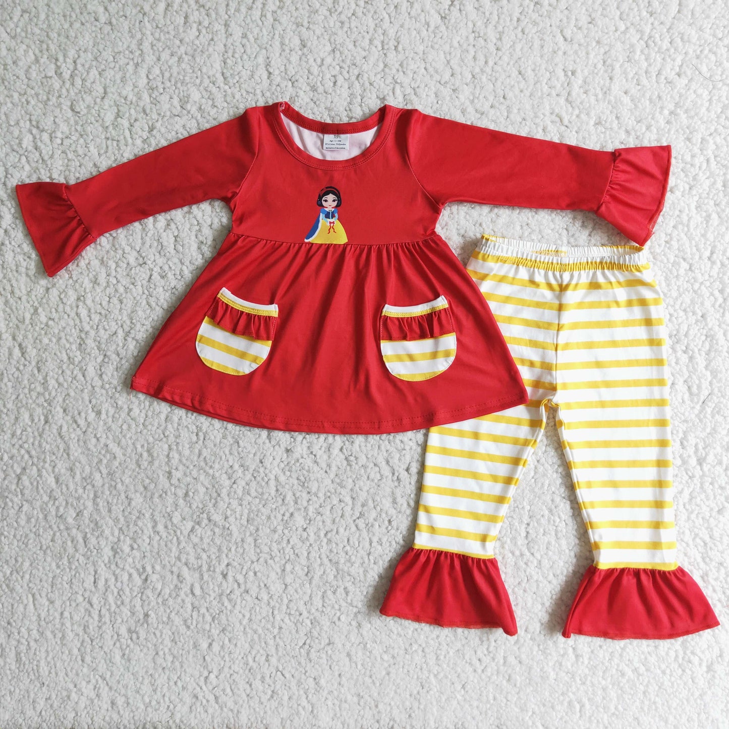 Princess Outfit Red Top Striped Ruffle Pants Set