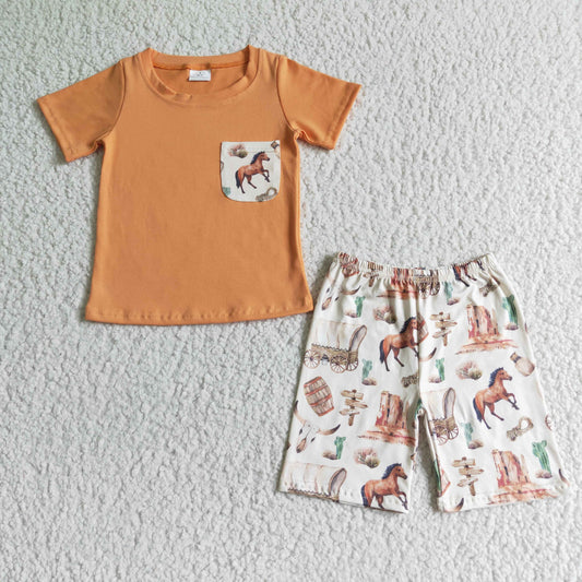 boy's clothes horse shorts set outfit