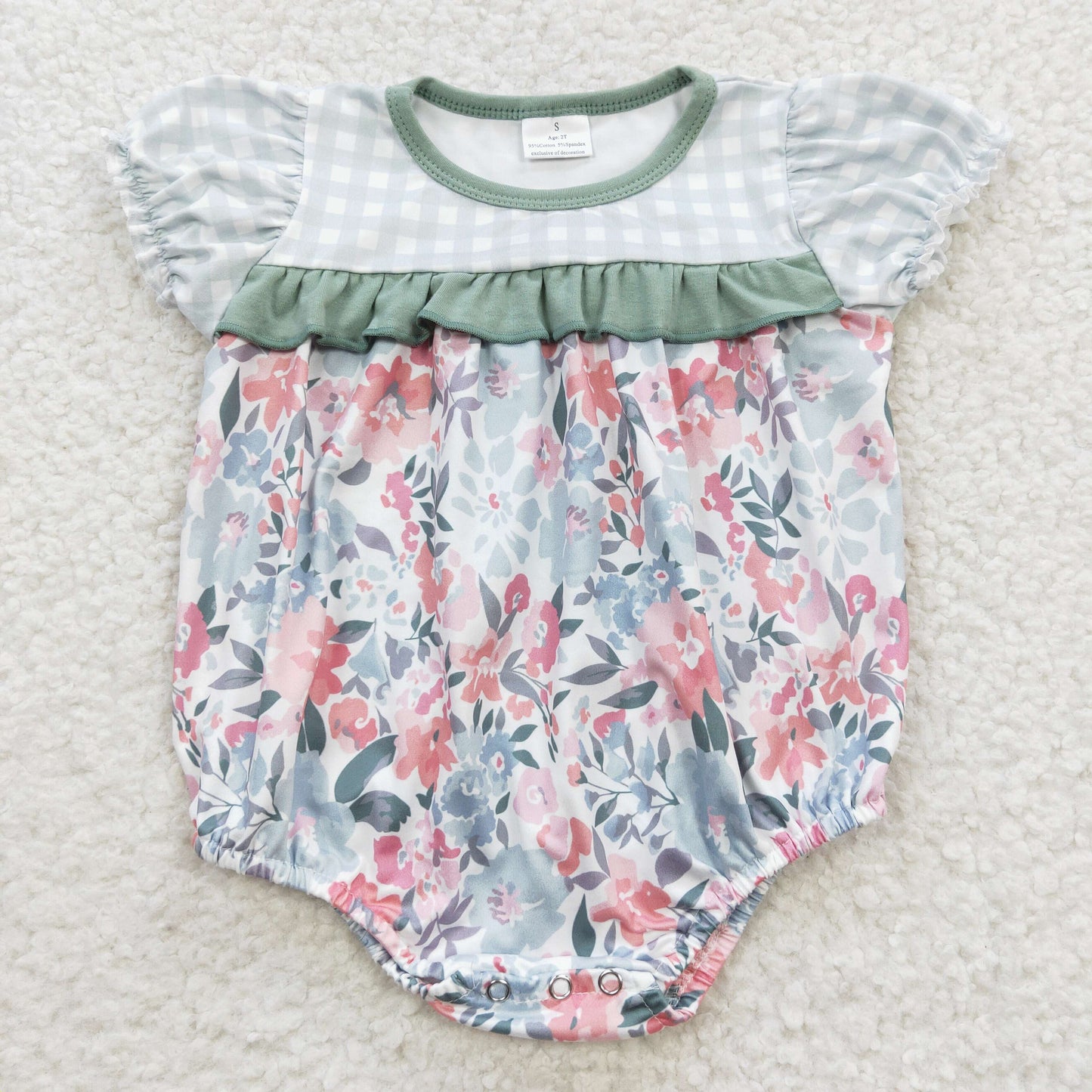 green floral toddler baby girl rompers