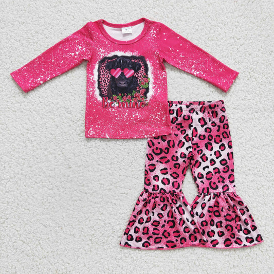 girl valentine outfit pink leopard cow be mine