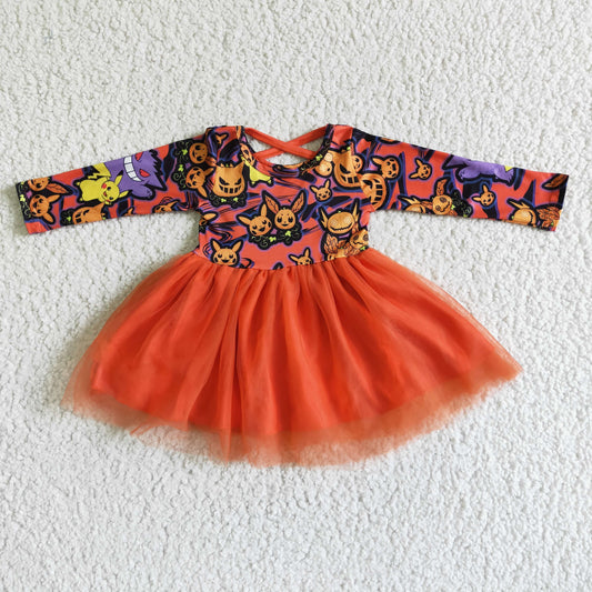 halloween cartoon orange tutu dress girls clothes