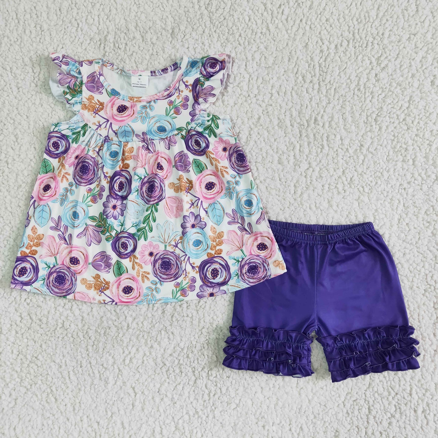 girl summer clothes floral shorts set purple – Mu Mory Clothing