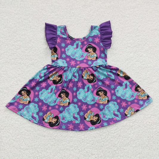 purple cartoon princess flutter twirl dress