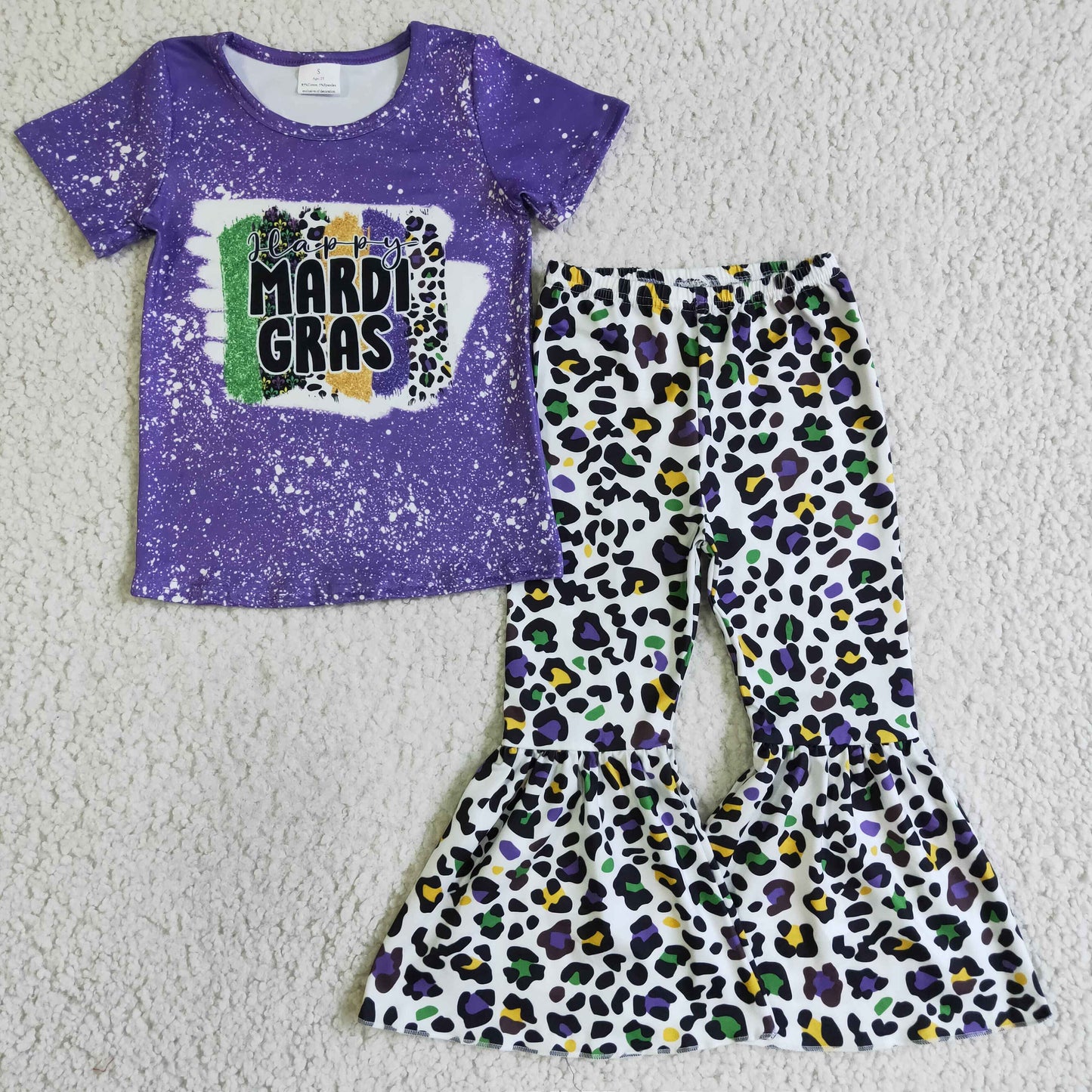 purple happy Mardi Gras leopard girls clothing