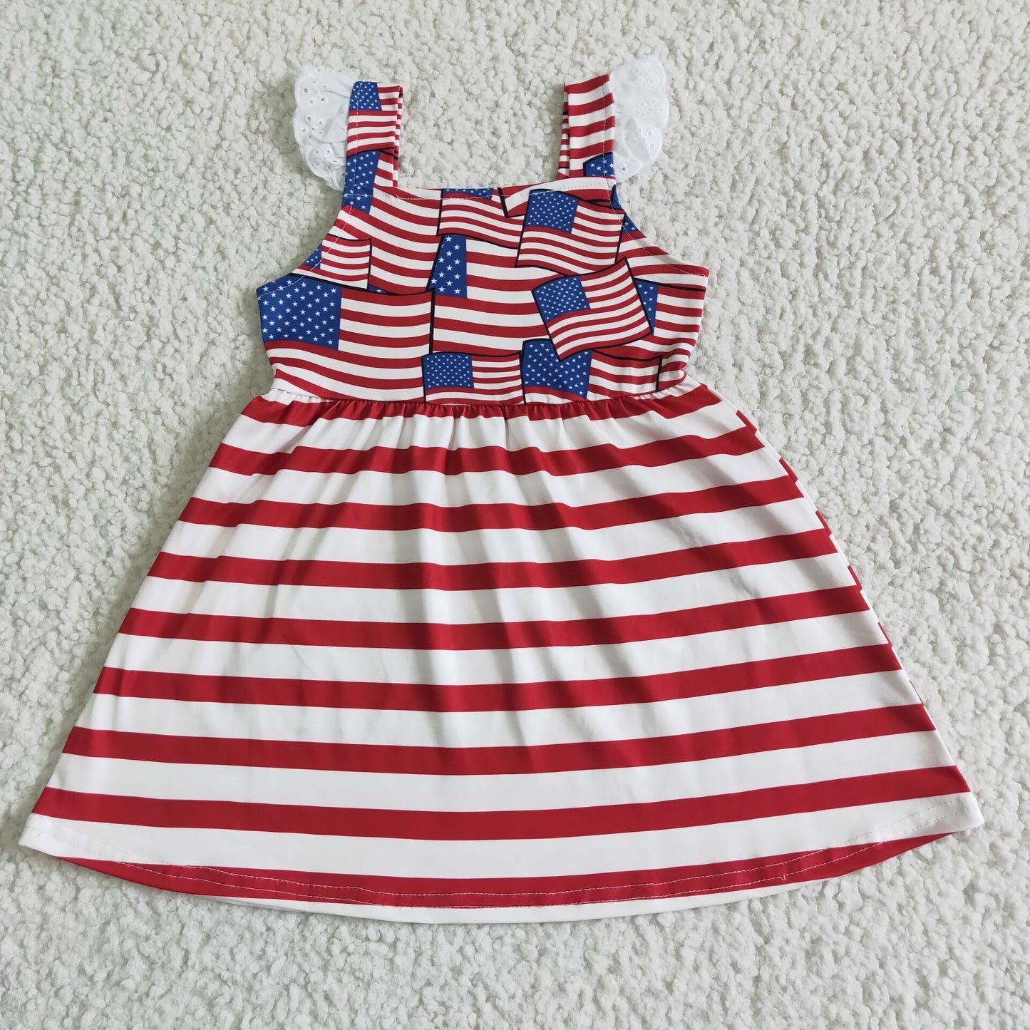 girl’s summer july 4th flag dress