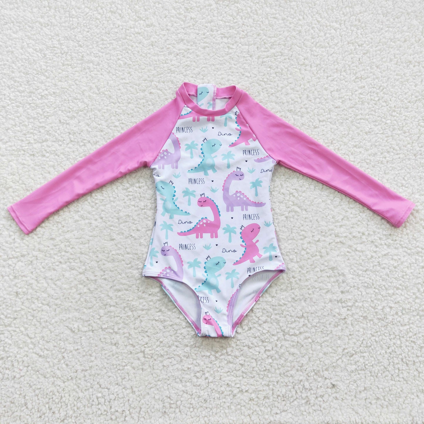 summer girl long-sleeved dinosaur swimsuit