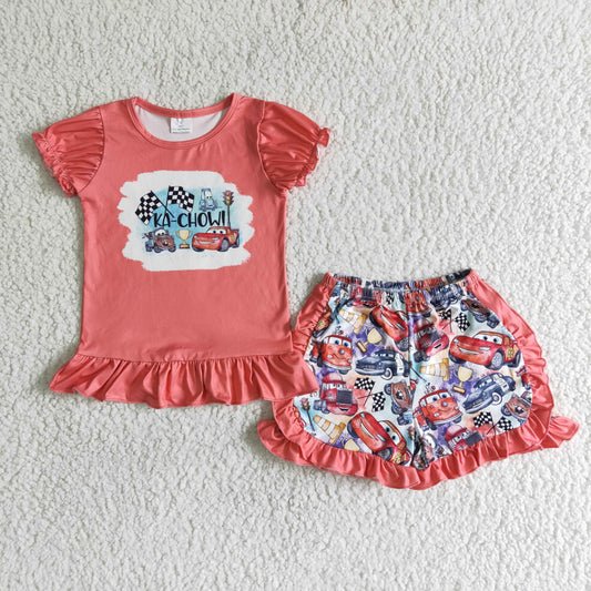 little girl summer outfit race car shorts set