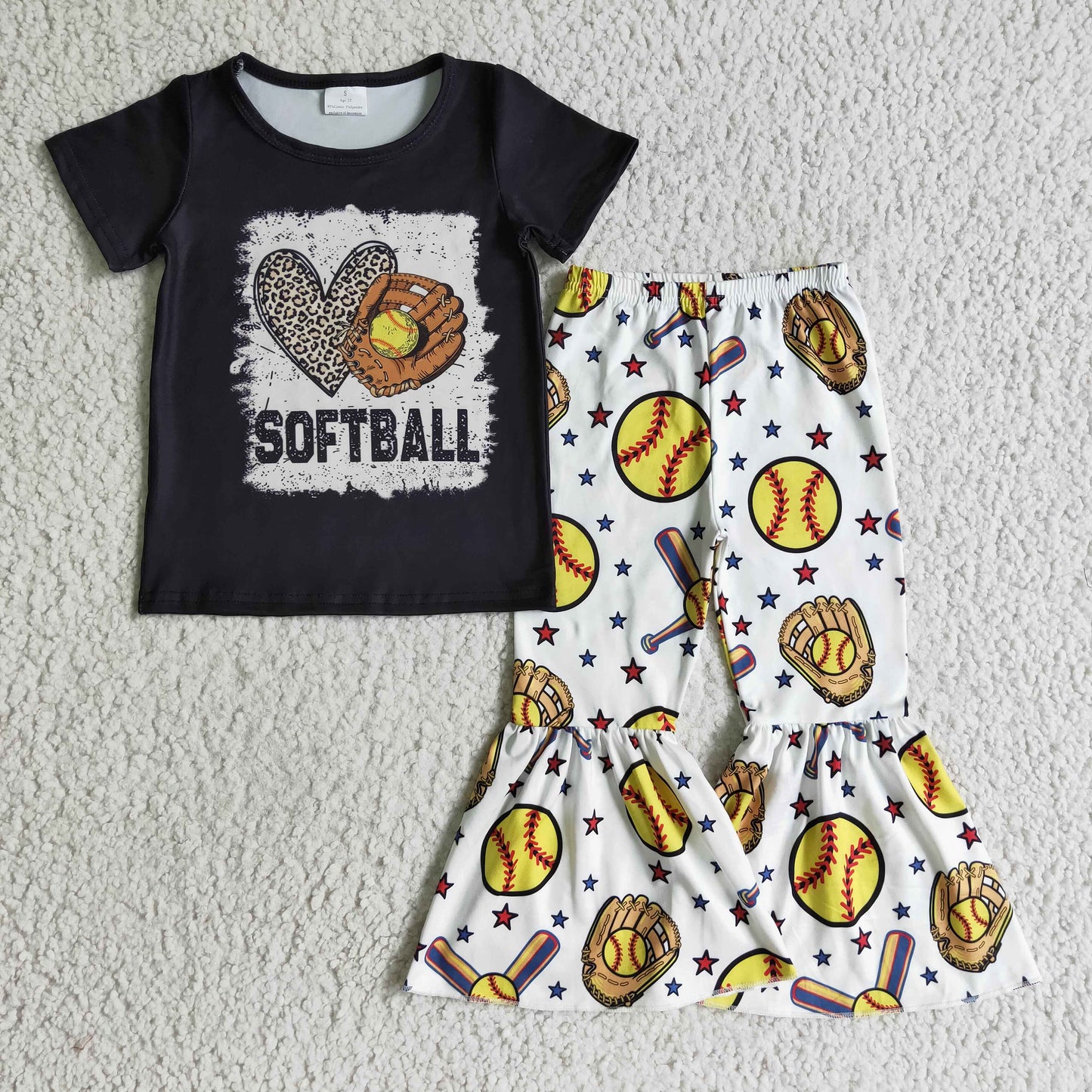 black white softball girls clothing