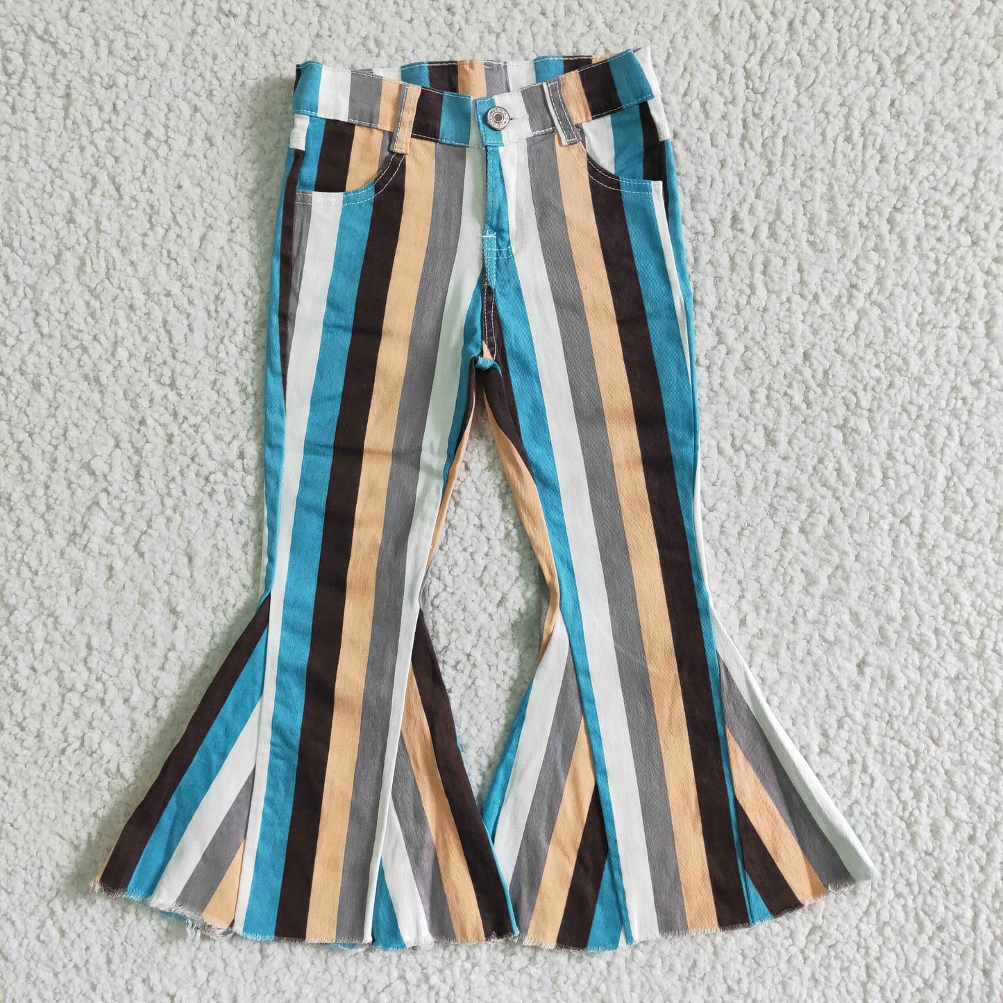 Fashion Colorful Stripes Flare Jeans Pants