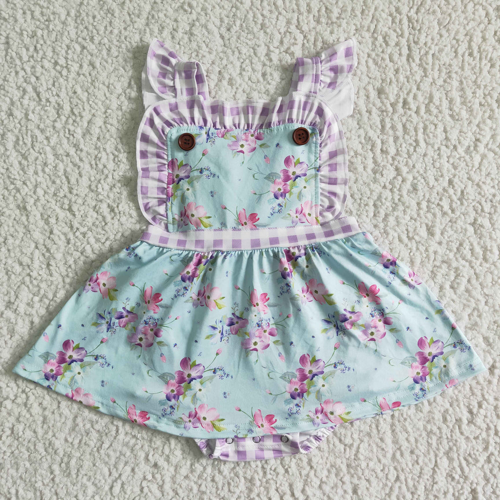 Spring Floral Cross Back Twirl Bodysuit