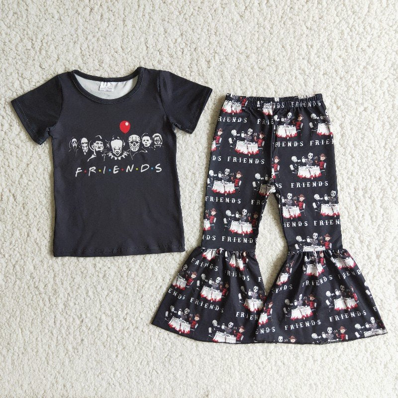 black clown friends bell bottom outfit