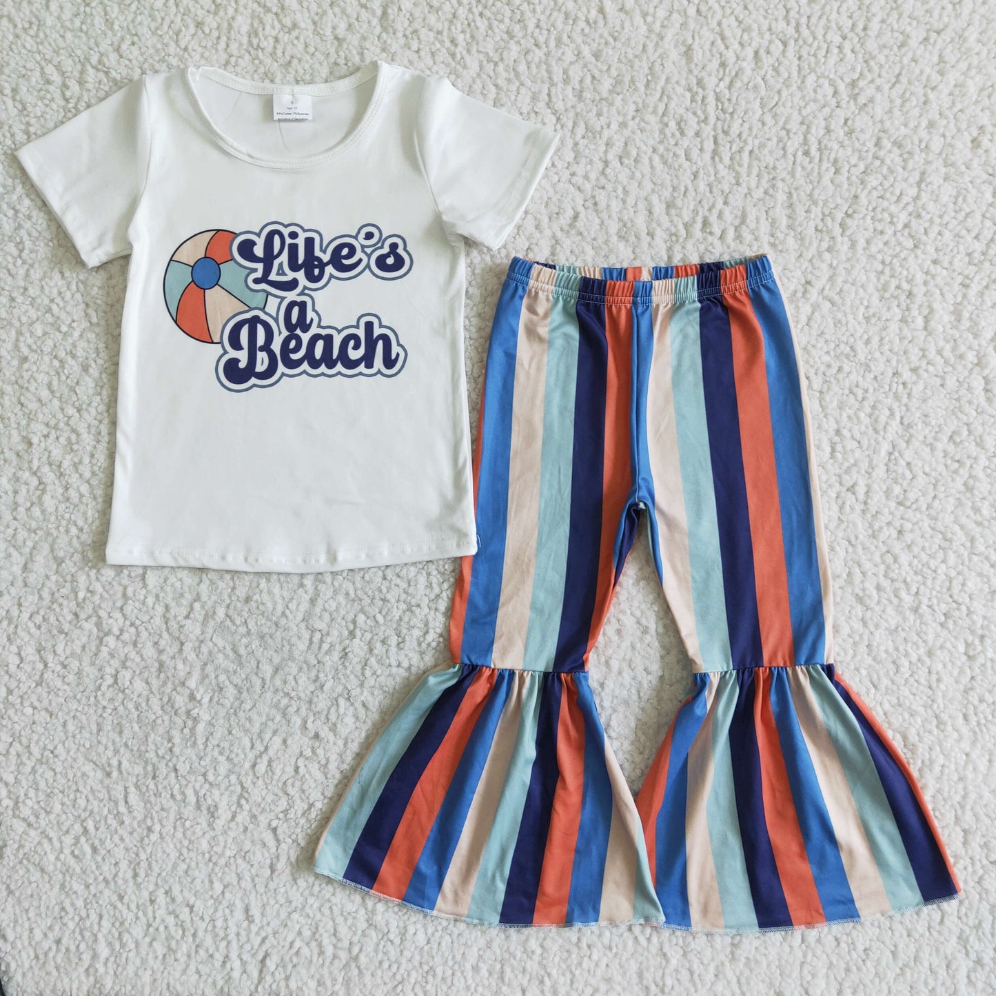 summer kids girl's stripe pants set outfit clothing