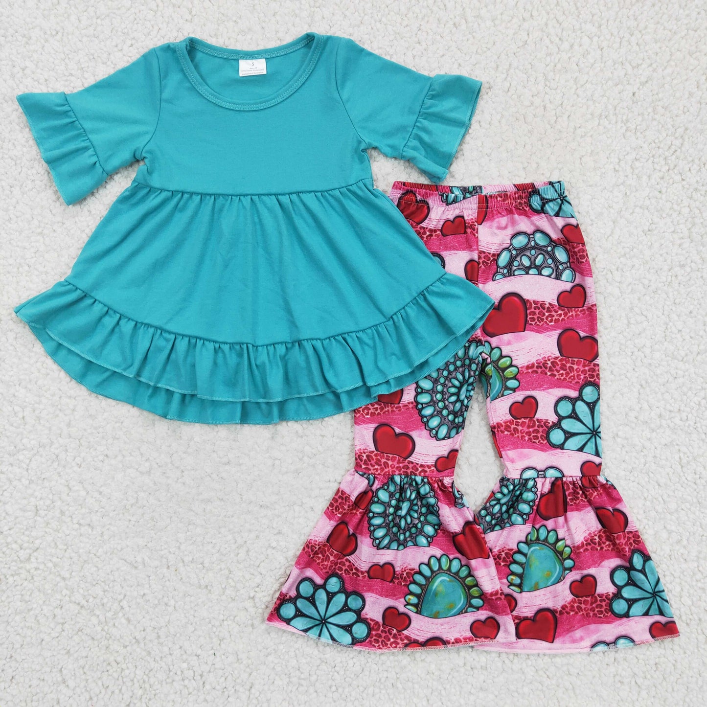 girl valentines heart turquoise high and low outfit