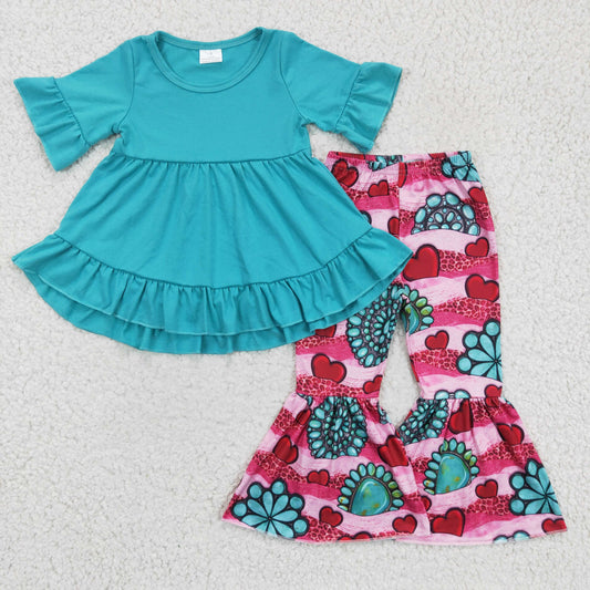 girl valentines heart turquoise high and low outfit